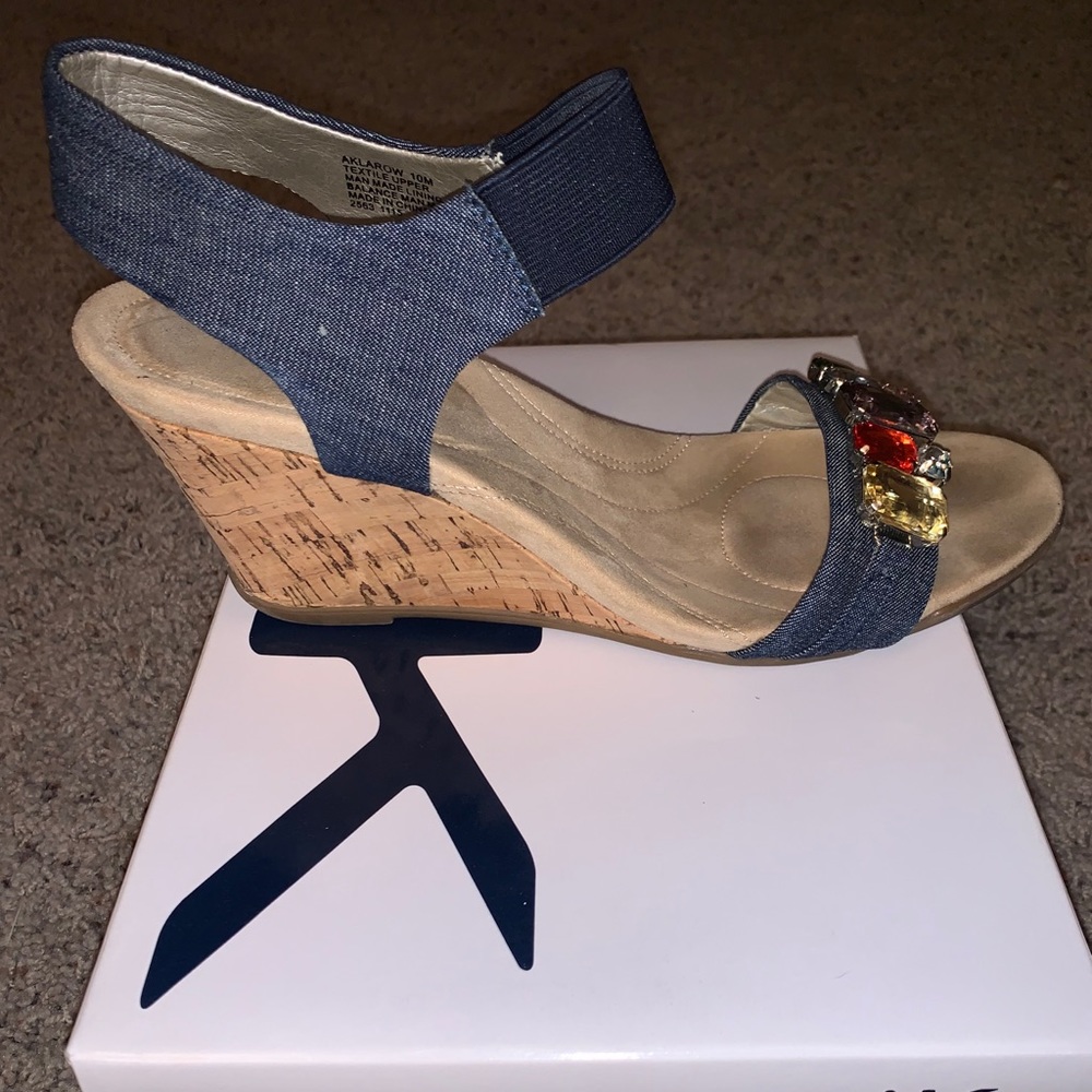 Anne Klein Denim Wedges